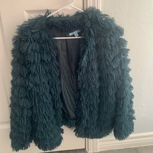 S ruffled, going out cardigan. Teal